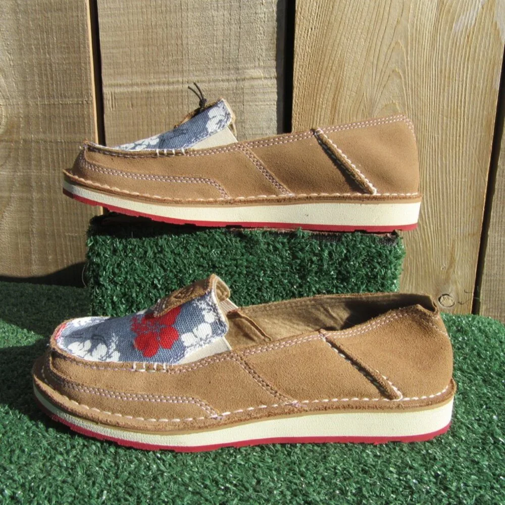 Brand New Ariat Western Aloha Red White Blue Pareau Slip On Shoes Size 7 - Picture 2 of 11